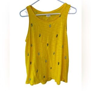 Old Navy Yellow Tank Top with Cactus Design
